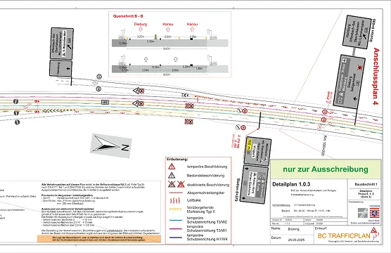 Für eine regelkonforme und verkehrssichere Baustelle - das sind die Verkehrskonzepte von bc trafficplan.
